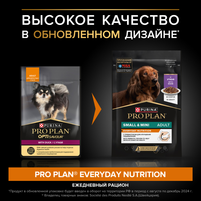 Влажный корм PRO PLAN® для взрослых собак мелких и карликовых пород, с уткой в соусе